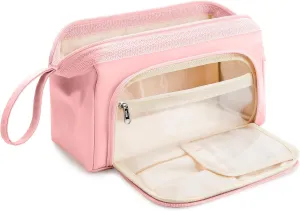 WLLWOO WLLWOO Large Portable Waterproof Toiletry Bag Travel Makeup Bag for Women Purse, Nylon Wide-open Cosmetic Bag Make Up Organizer For Toiletries Accessories Brushes
