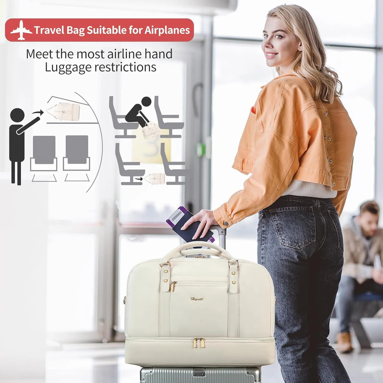 Wogarl Weekender Bags for Women Large Overnight Bag Weekend Travel Duffel Bag Carry on Shoulder with Shoe Compartment Toiletry Bag for Travel Business Gym