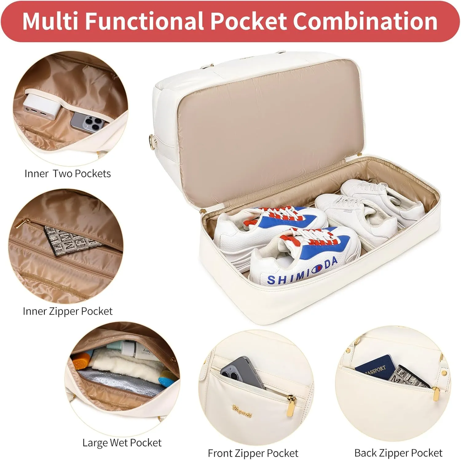 Wogarl Weekender Bags for Women Large Overnight Bag Weekend Travel Duffel Bag Carry on Shoulder with Shoe Compartment Toiletry Bag for Travel Business Gym