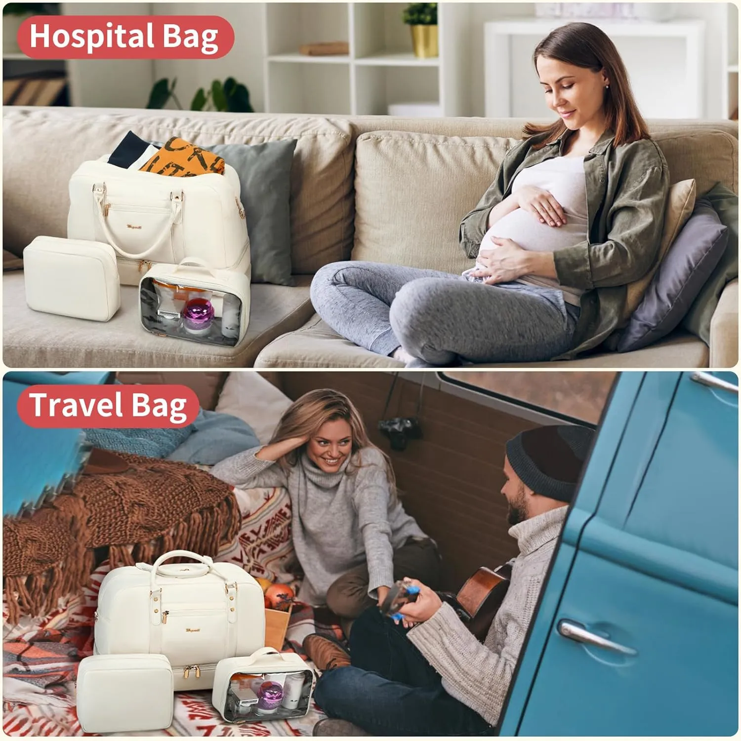 Wogarl Weekender Bags for Women Large Overnight Bag Weekend Travel Duffel Bag Carry on Shoulder with Shoe Compartment Toiletry Bag for Travel Business Gym