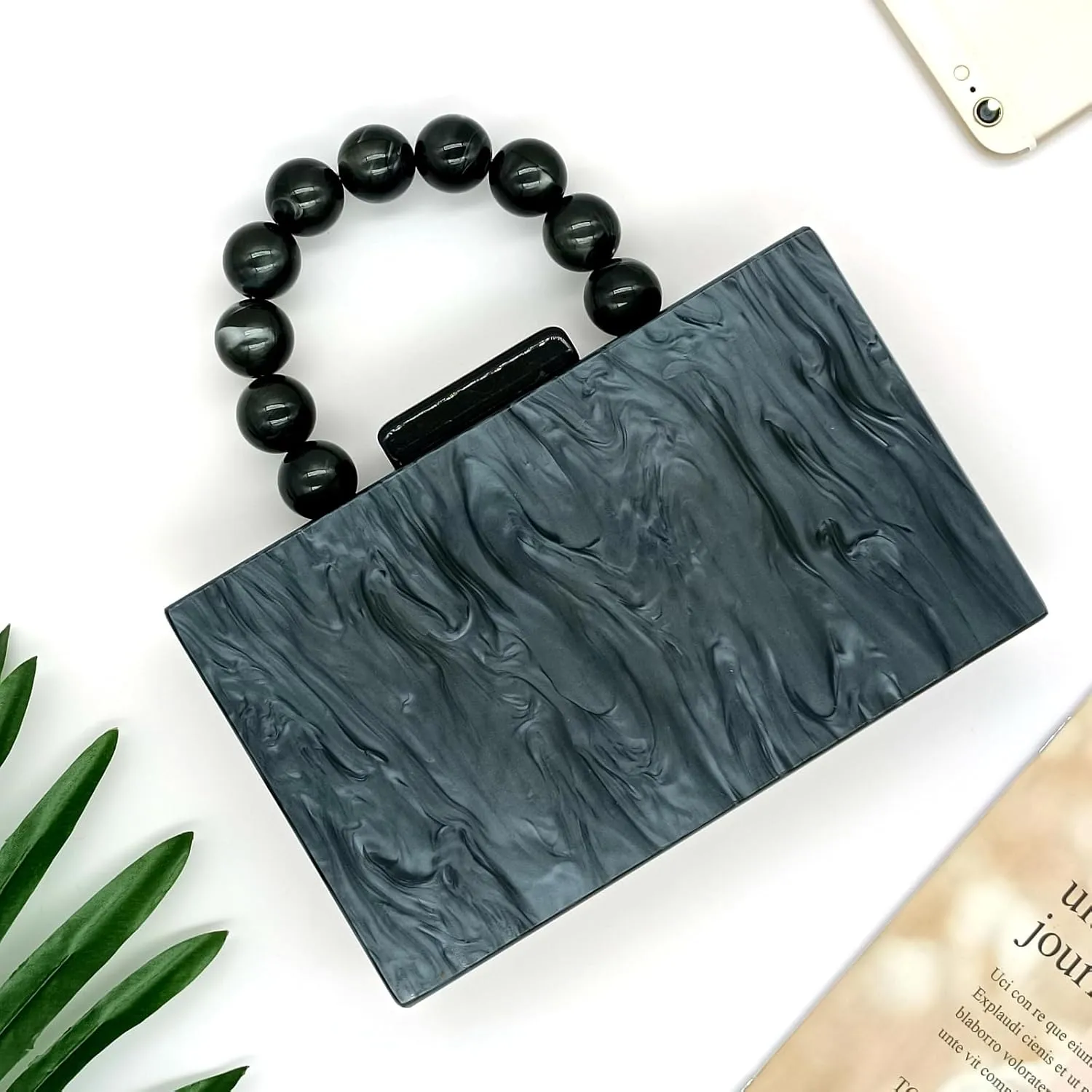 Women Acrylic Clutch Purse Marbled Evening Shoulder Bag for Wedding Cocktail Party Prom