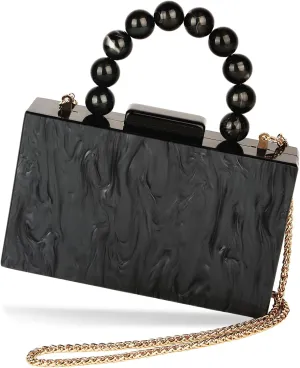 Women Acrylic Clutch Purse Marbled Evening Shoulder Bag for Wedding Cocktail Party Prom