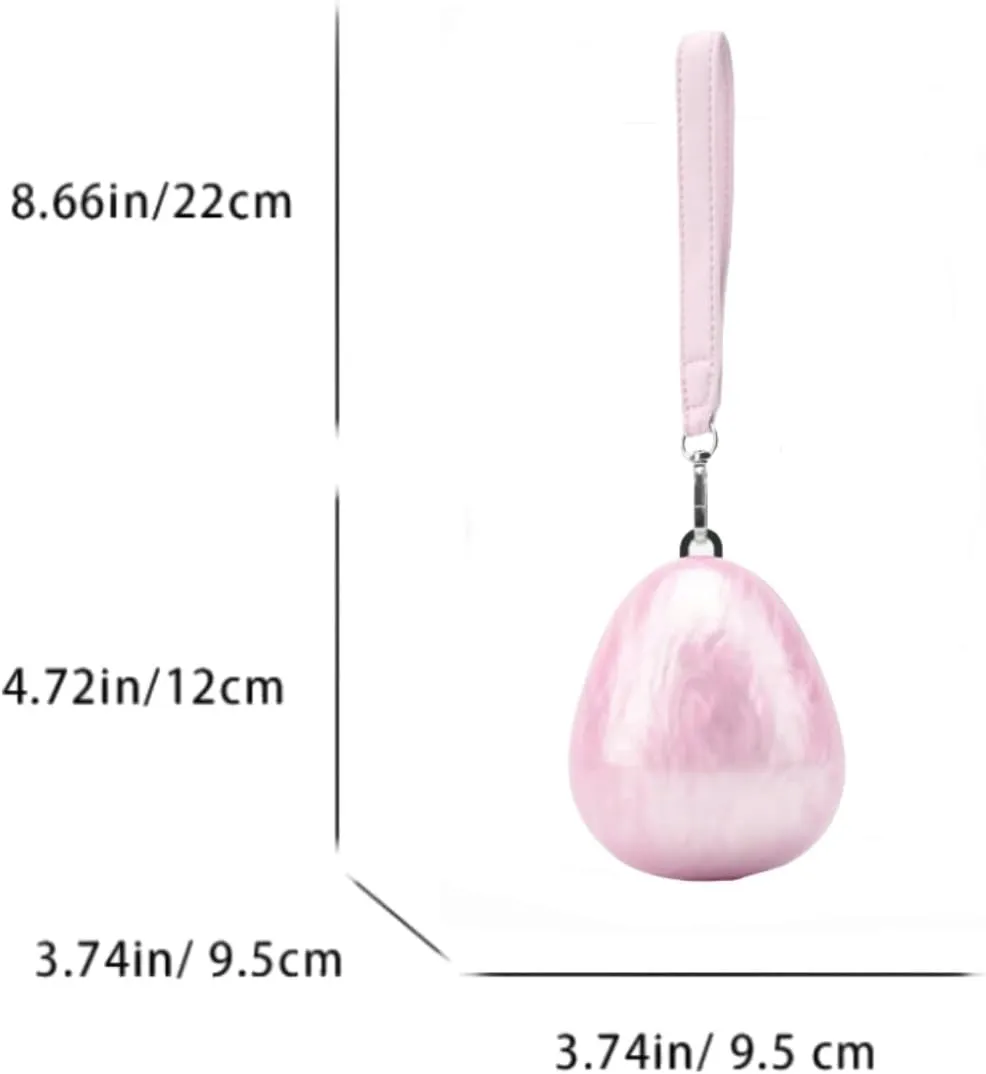 Women Acrylic Egg Clutch Bag Cute Pearl Acrylic Evening Handbags Marble Purses Beaded Shoulder Bags for Party Prom
