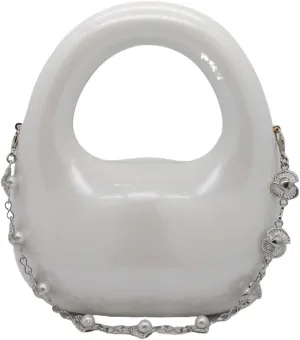 Women Acrylic Egg Clutch Bag Cute Pearl Acrylic Evening Handbags Marble Purses Beaded Shoulder Bags for Party Prom