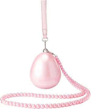 Women Acrylic Egg Clutch Bag Cute Pearl Acrylic Evening Handbags Marble Purses Beaded Shoulder Bags for Party Prom