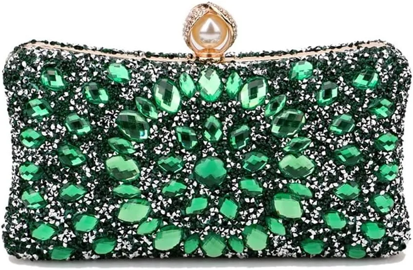 Women Clutches Purses Crystal Rhinestone Evening Handbag Shoulder Bag for Wedding Party with Chain