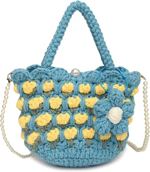 Women Crochet HandBag Small Handmade Woven Crossbody Bag Cute Shoulder Bag Knitted Tote Bag Fairy Bag Gifts for Women
