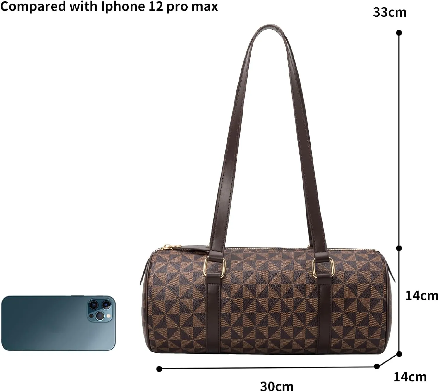 Women Designer Geometric Pattern Shoulder Bag Cylindrical Shape Tote Bag Handbags Sports Bags Bucket Bag