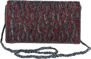 Women Handmade Beaded Evening Clutch, Shoulder Bag, Wedding Purse