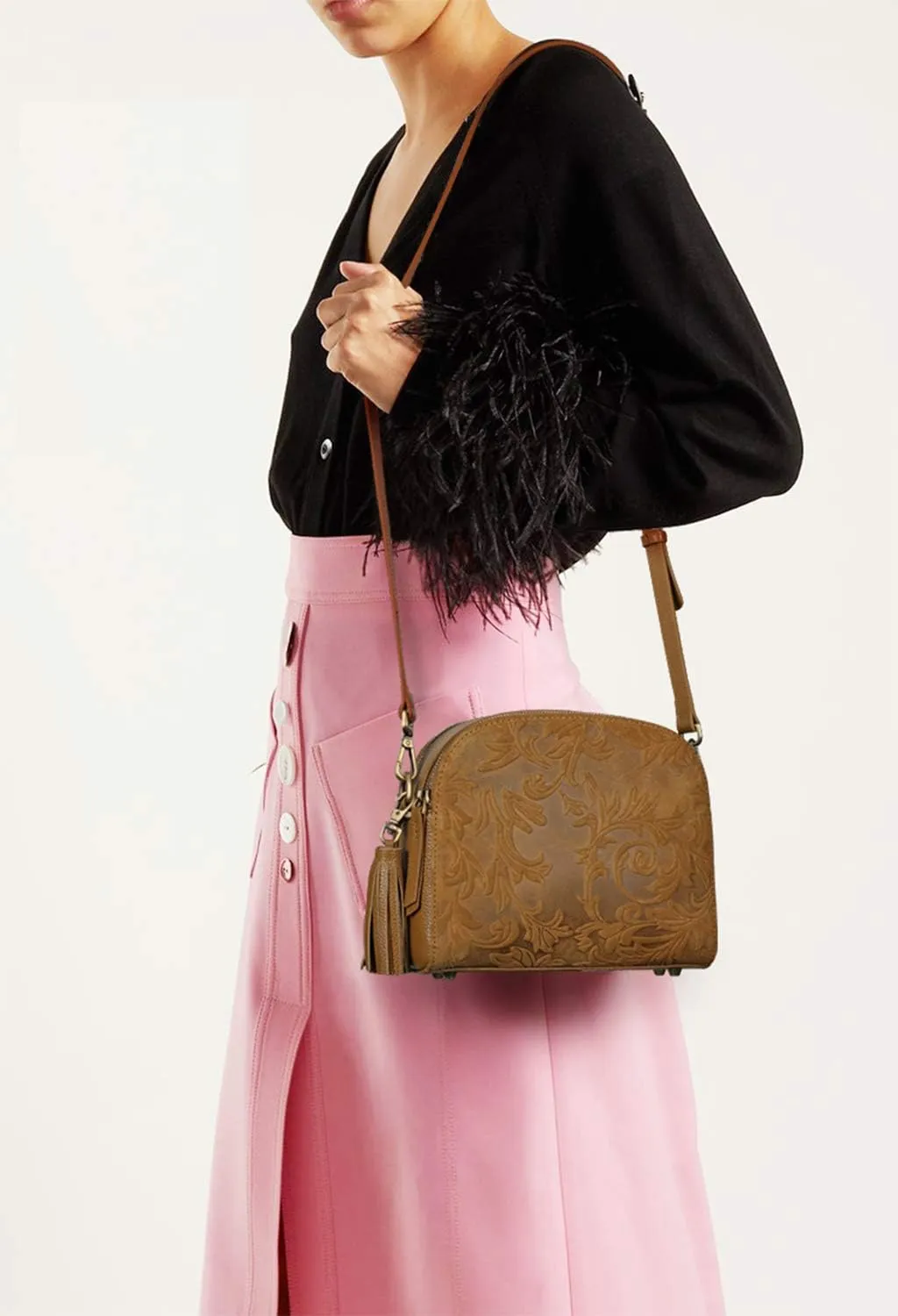 Women Leather Crossbody Shoulder Bag Metal Zipper Tassel Accessories Messenger Wallet