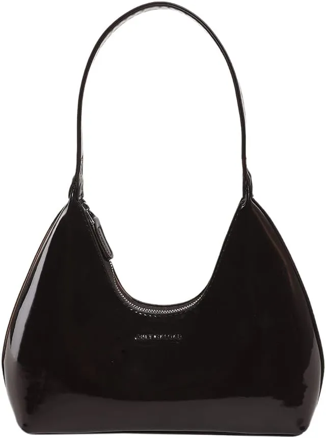 Women Patent Leather Tote Bag Versatile Crescent Bag Casual Fashion Shoulder Bag Satchel Hobo Bag Girl Shopper Pur