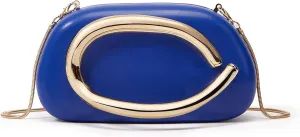 Women PU Leather Evening Handbags,Gold Metal Handle Clutch Bag With Chainin,Box Clutch Purses for Various Events
