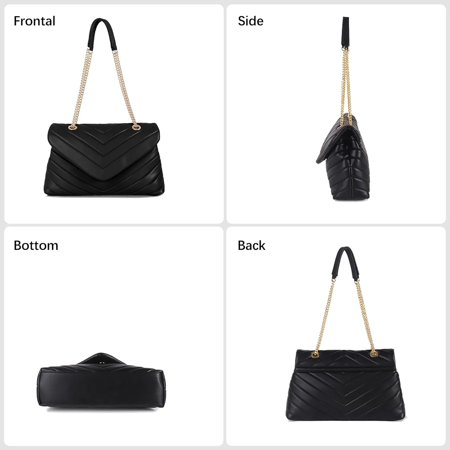 Women Shoulder Bag, Fashionable Quilted Vegan leather Crossbody Purses with Adjustable Chain Designer Purses