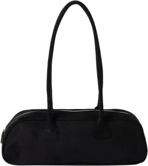 Women Suede Boston Tote Bag Zipper Shoulder Bag Multi-pocket Solid Color Clutch Purse for Shopping Travel