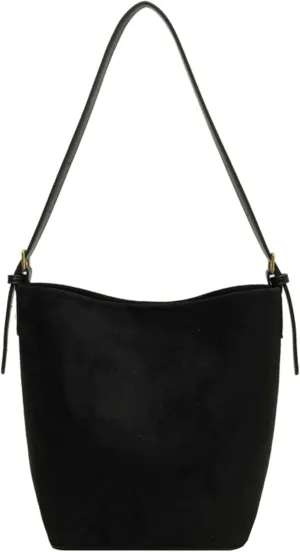 Women Suede Bucket Bag 2025 Fall Bags Trendy Brown Tote Vintage Shoulder Handbag with Pouch Work Purses