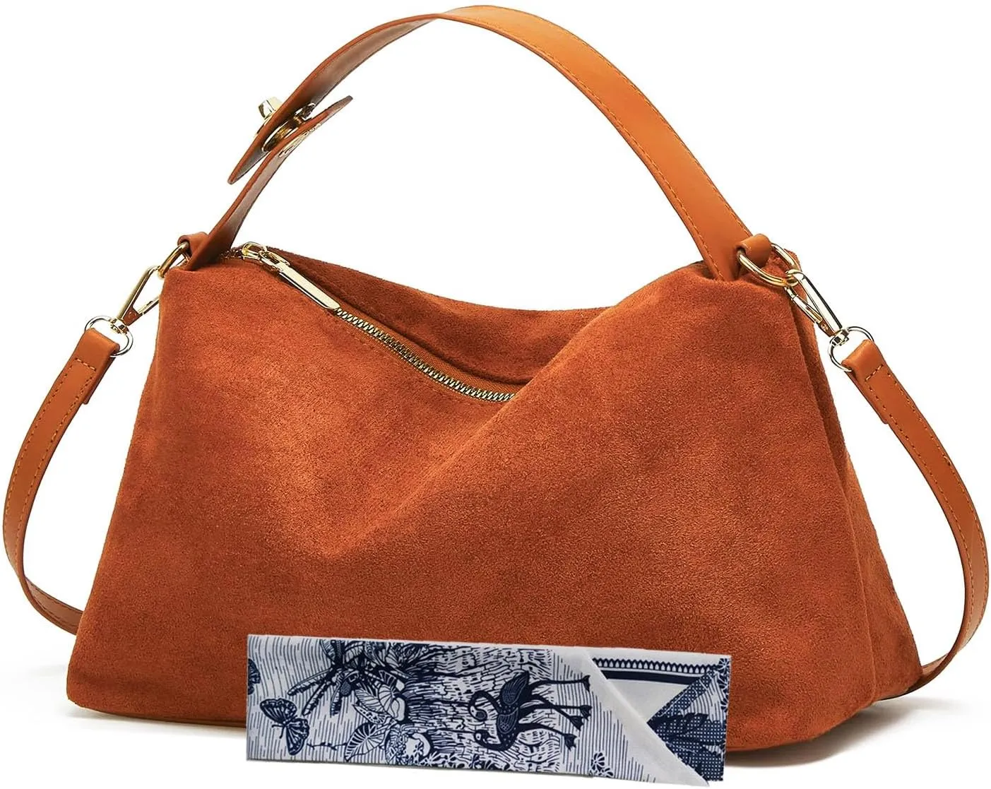 Women Suede Hobo Bags - Vintage Leather Slouchy Shoulder Tote Handbag
