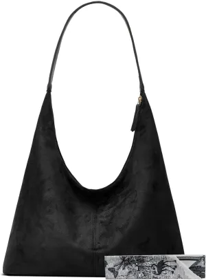 Women Suede Hobo Bags - Vintage Leather Slouchy Shoulder Tote Handbag