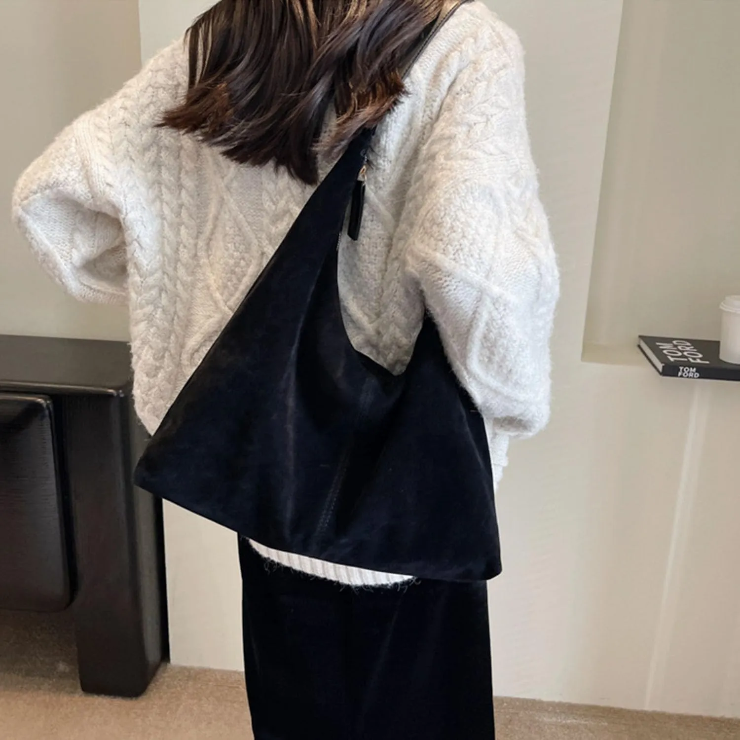 Women Suede Hobo Bags - Vintage Leather Slouchy Shoulder Tote Handbag