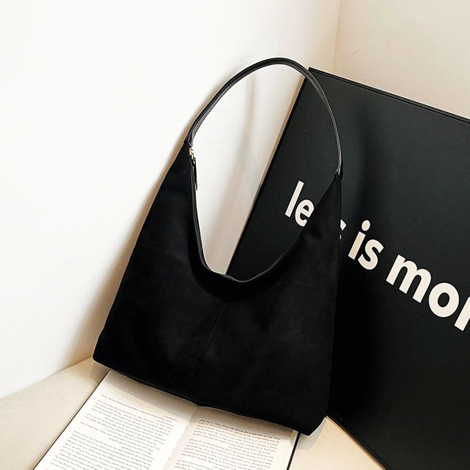 Women Suede Hobo Bags - Vintage Leather Slouchy Shoulder Tote Handbag