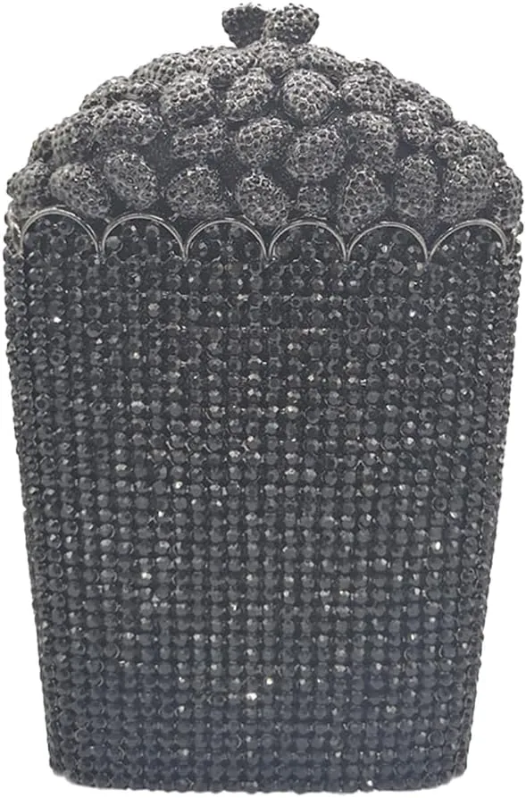 Women Unique Popcorn Crystal Evening Bag Novelty Rhinestone Clutch Purse for Dinner Cinema Halloween