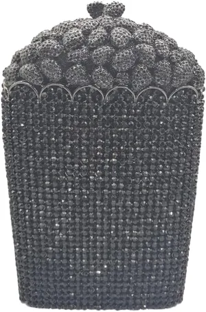 Women Unique Popcorn Crystal Evening Bag Novelty Rhinestone Clutch Purse for Dinner Cinema Halloween