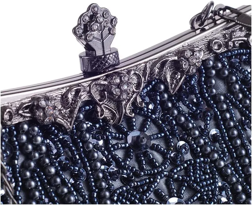 Women Vintage Beaded Clutch Purses 1920s Flapper Clutch Gatsby Handbag Roaring 20s Evening Clutch Beaded Bag