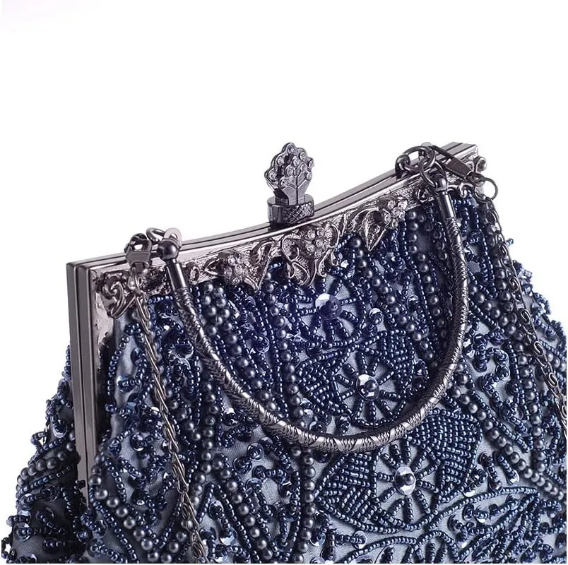 Women Vintage Beaded Clutch Purses 1920s Flapper Clutch Gatsby Handbag Roaring 20s Evening Clutch Beaded Bag
