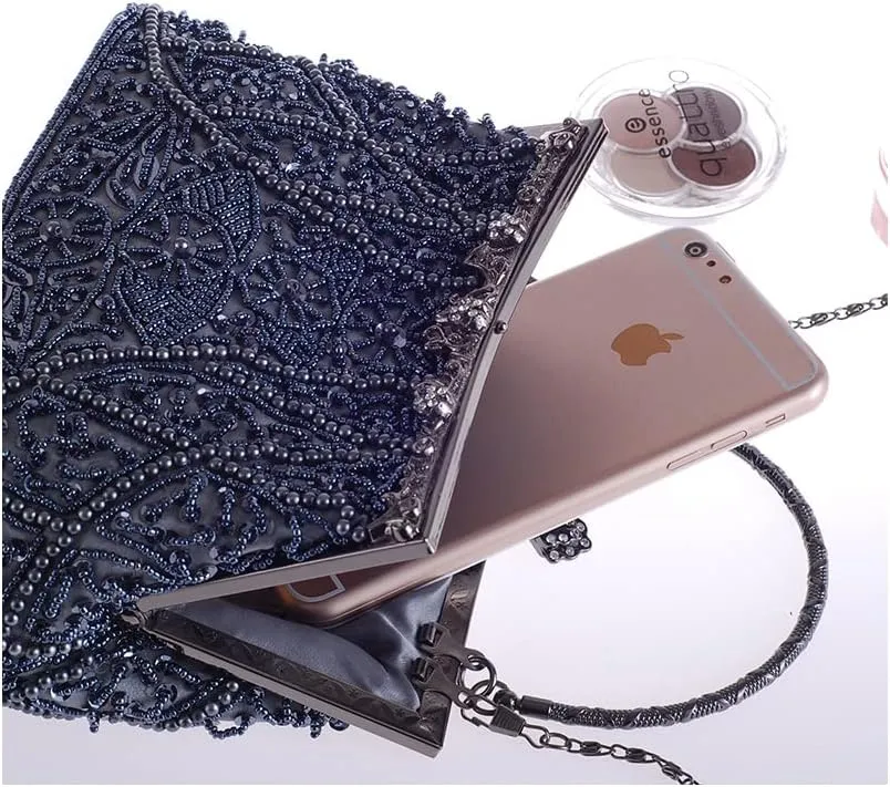 Women Vintage Beaded Clutch Purses 1920s Flapper Clutch Gatsby Handbag Roaring 20s Evening Clutch Beaded Bag