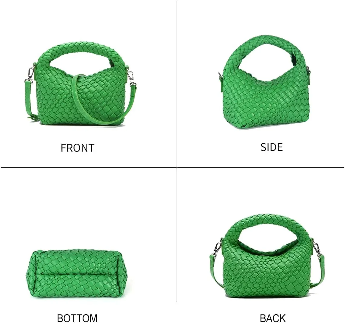 Women Woven Handbags with Detachable Strap Tote Small Crossbody Bag Hand Shoulder Bag Purses Cassual Top Handle Bags