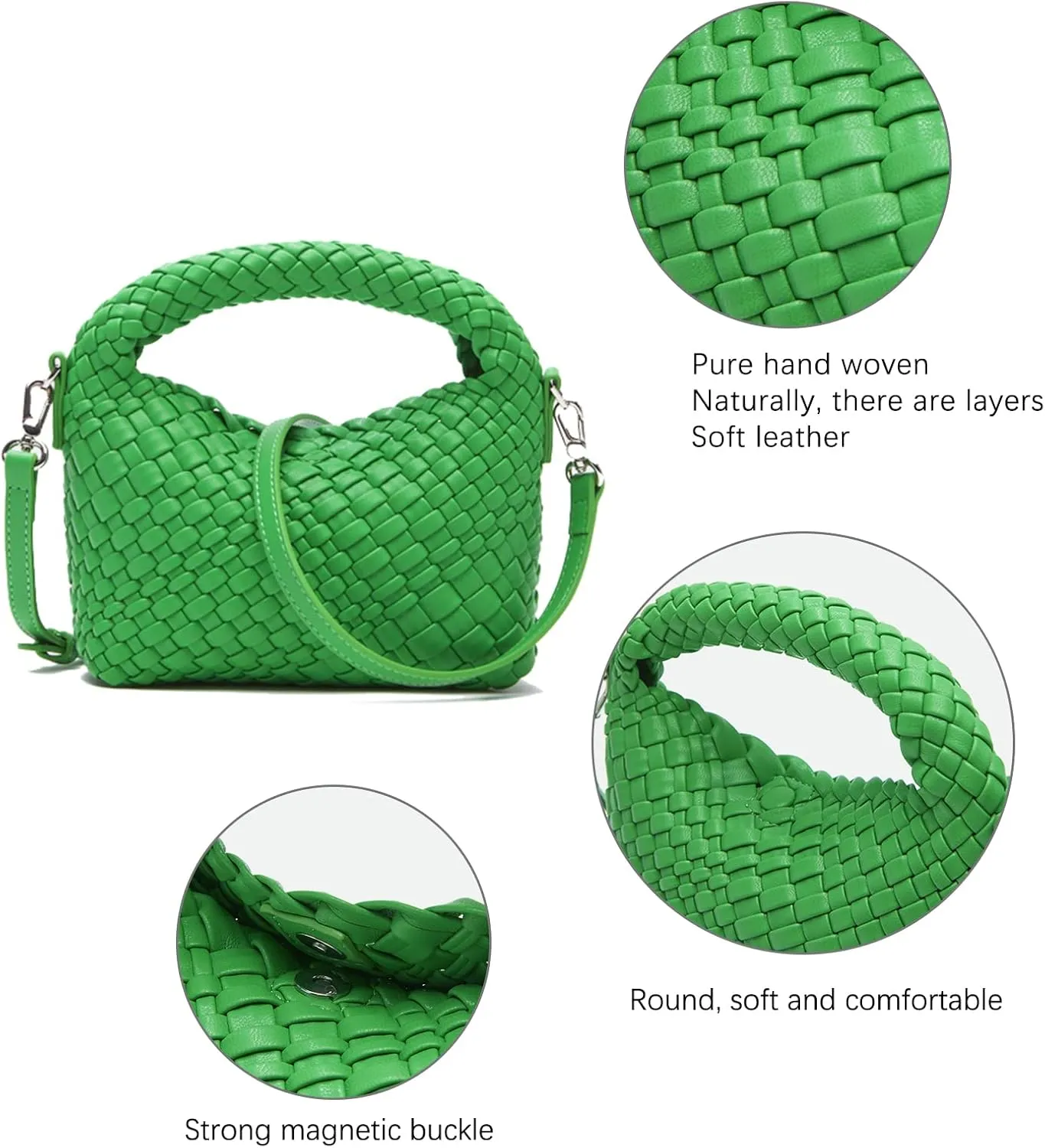 Women Woven Handbags with Detachable Strap Tote Small Crossbody Bag Hand Shoulder Bag Purses Cassual Top Handle Bags