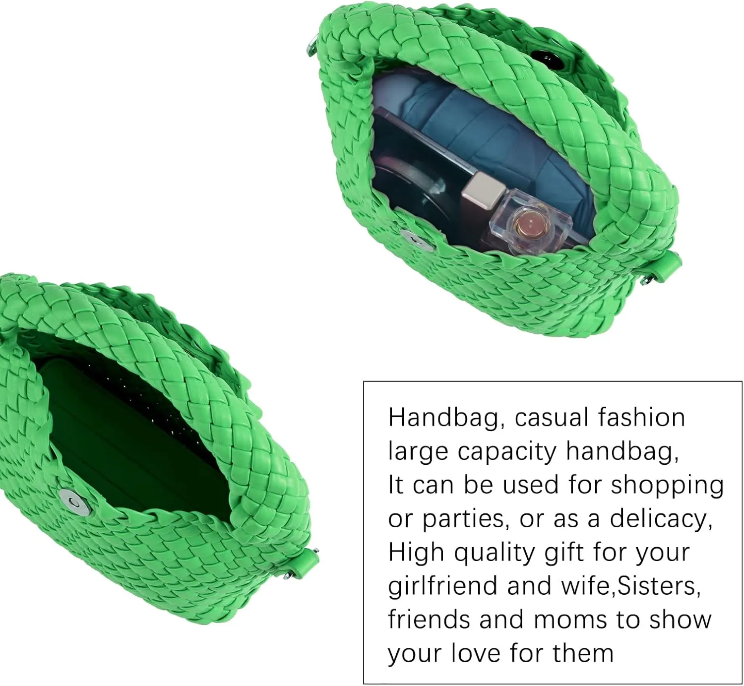 Women Woven Handbags with Detachable Strap Tote Small Crossbody Bag Hand Shoulder Bag Purses Cassual Top Handle Bags