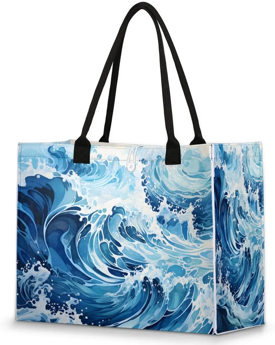 Womens Birthday Gifts Tote Bag Sea Water Geometric Beach Bags for Women Handbags