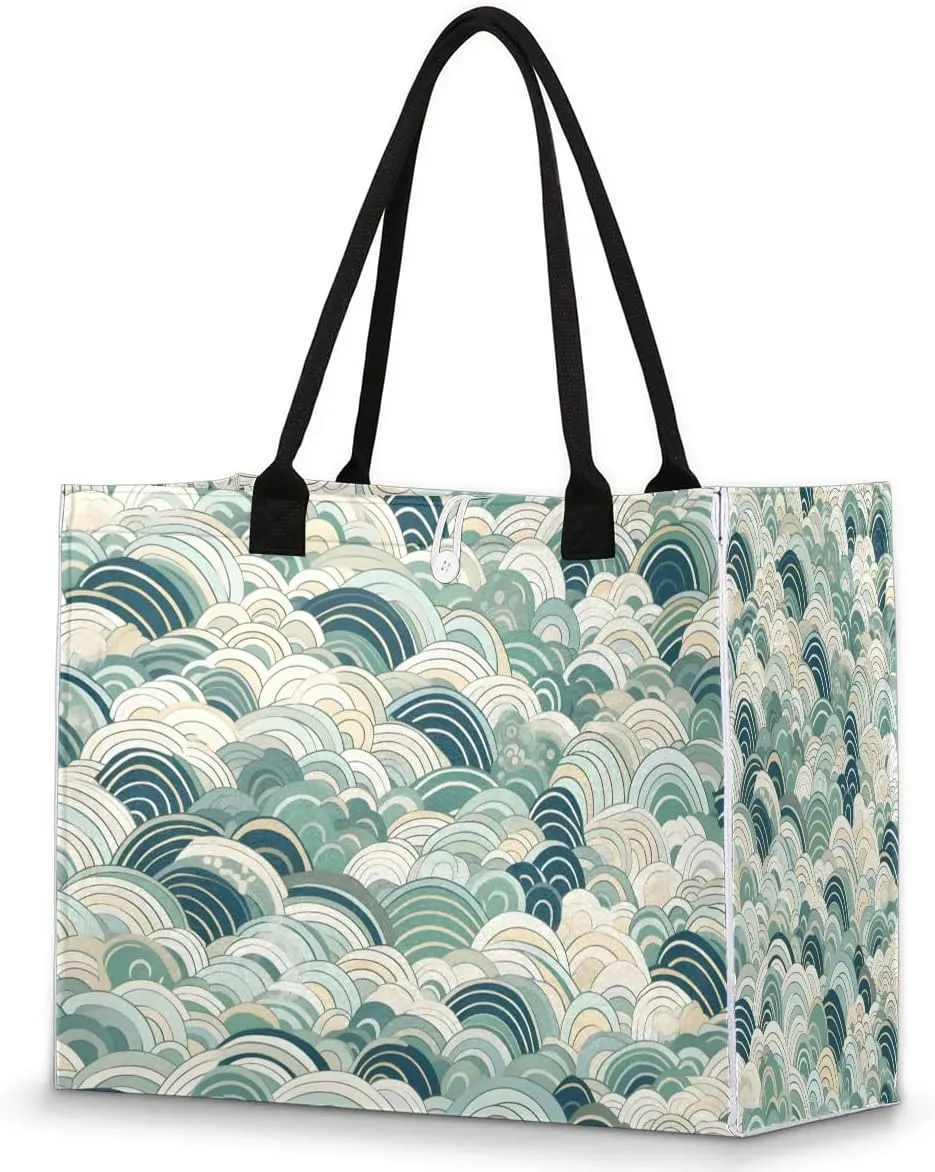 Womens Birthday Gifts Tote Bag Sea Water Geometric Beach Bags for Women Handbags