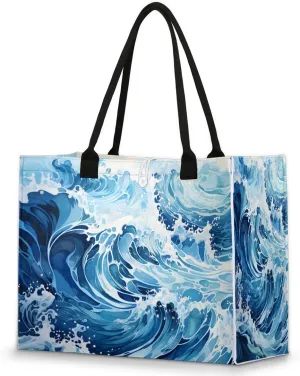 Womens Birthday Gifts Tote Bag Sea Water Geometric Beach Bags for Women Handbags