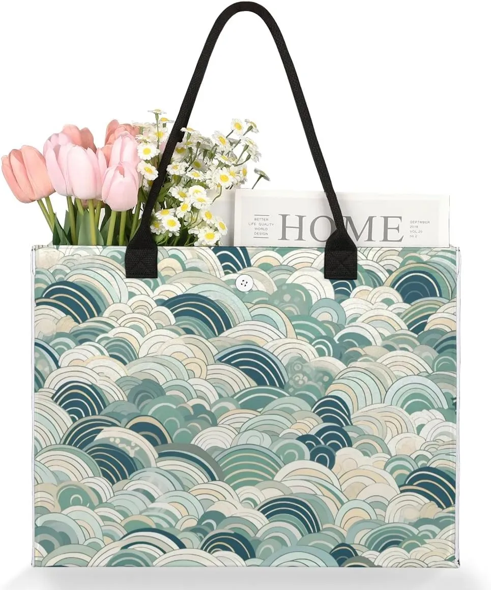 Womens Birthday Gifts Tote Bag Sea Water Geometric Beach Bags for Women Handbags