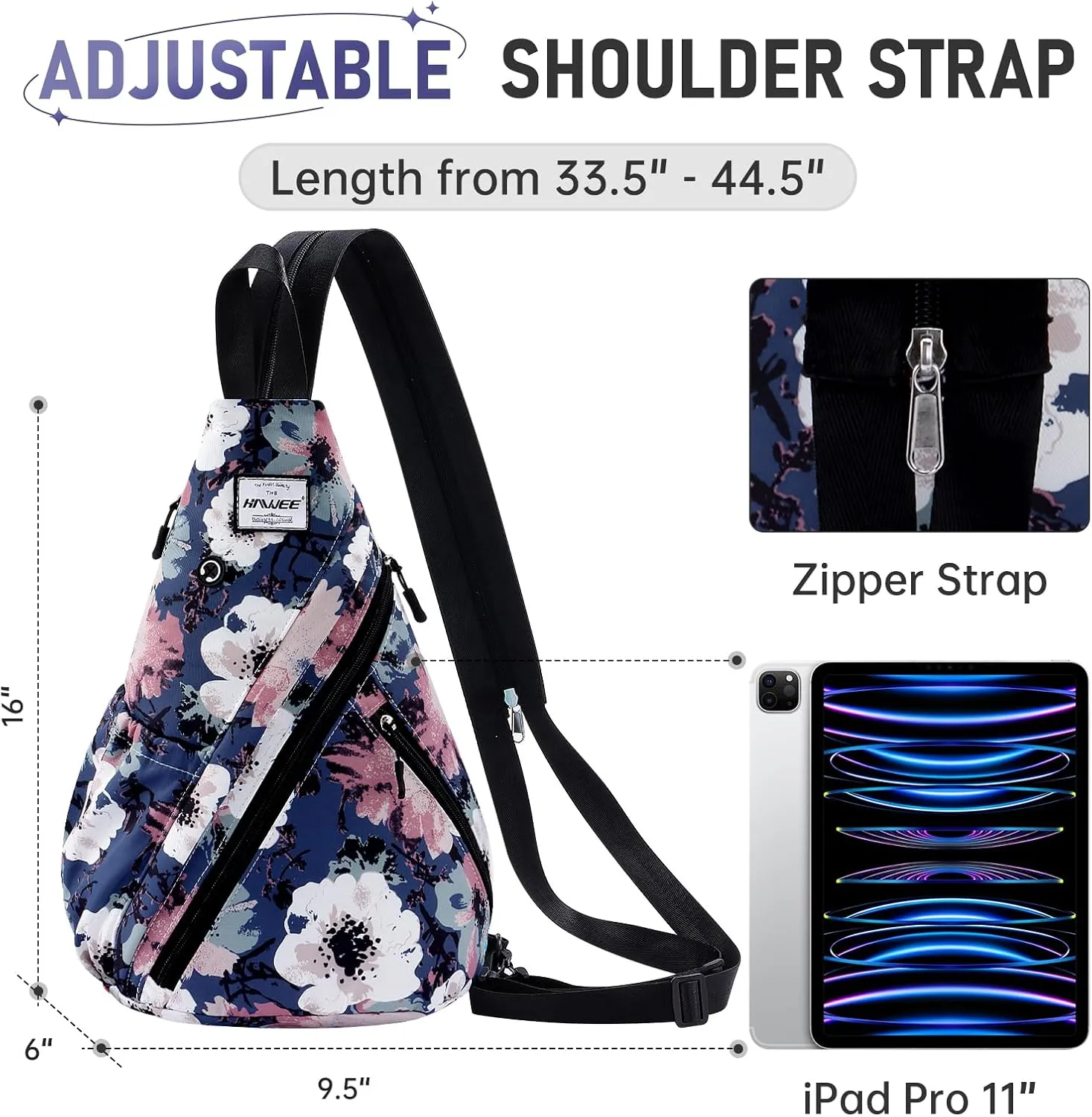 Women's Convertible Rope Sling Bag - Water-Resistant Chest Bag & Casual Daypack, Lightweight Crossbody Backpack for Travel, Cycling, Anemone