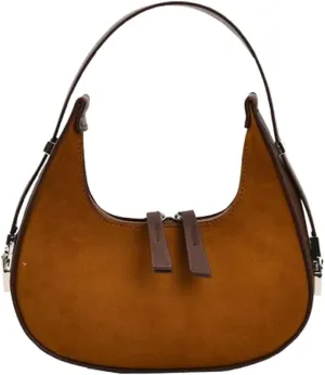Women's Crescent Suede Shoulder Bags Fashion Suede Purse 2024 Winter Fall Vintage Hobo Handbag Daily Totes