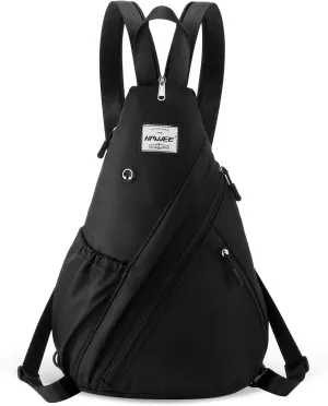 Women's Crossbody Rope Sling Bag - Convertible Chest Bag & Casual Daypack, Water-Resistant Backpack for Travel, Cycling, Hiking, Black