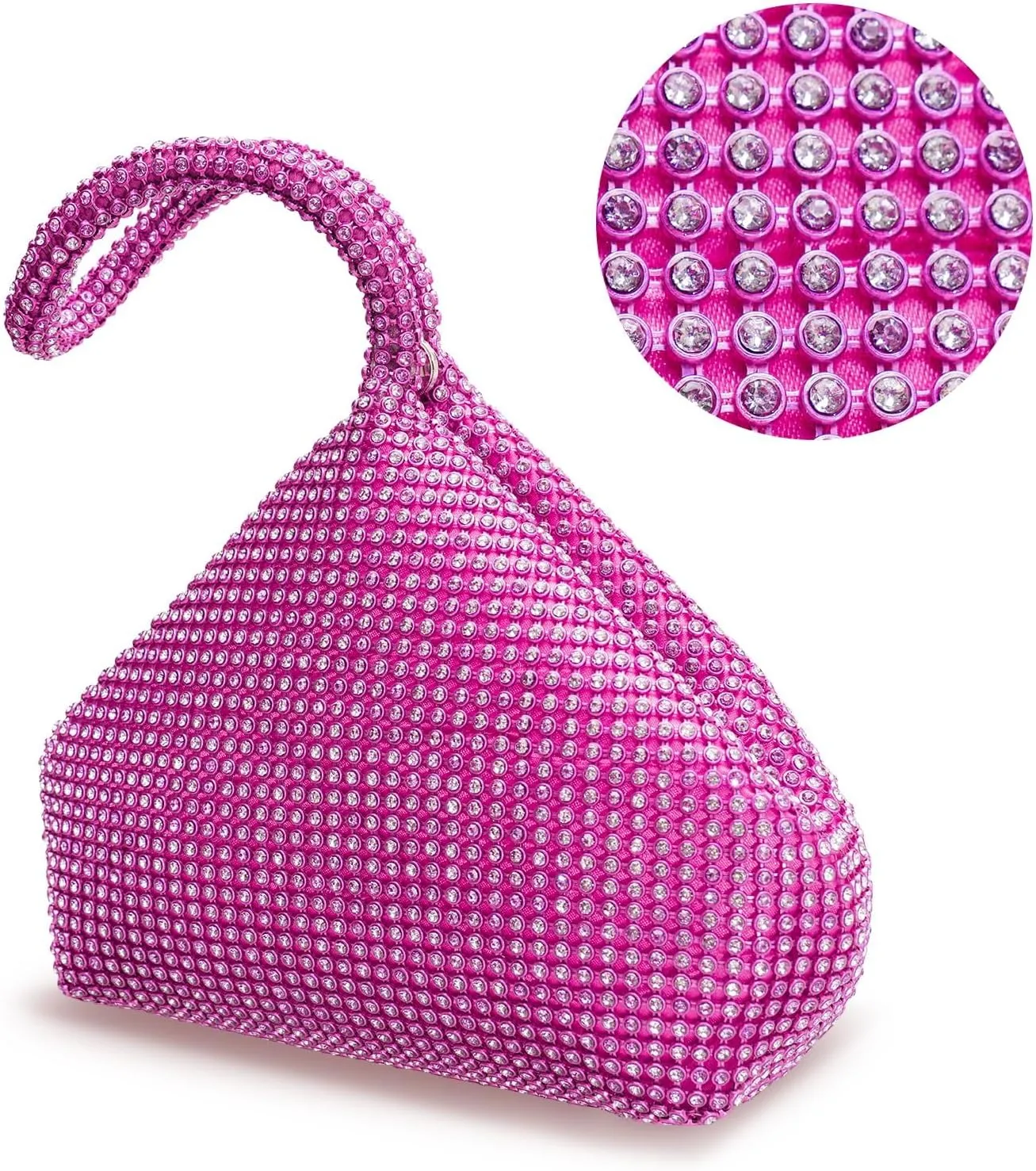 Women's Evening Bag- Upgraded Larger Size Full Rhinestones Bling Wrist Clutch Purse for Party Wedding Date Night