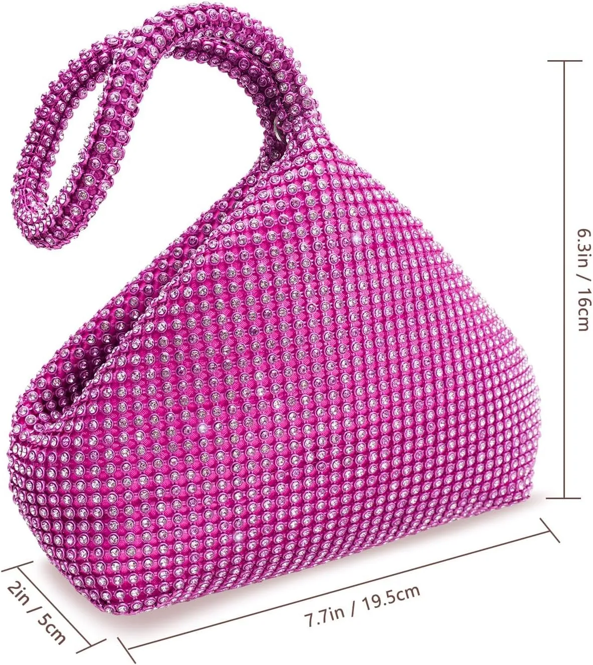 Women's Evening Bag- Upgraded Larger Size Full Rhinestones Bling Wrist Clutch Purse for Party Wedding Date Night