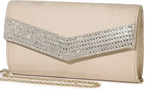 Women's Evening Bags Faux Suede Envelope Clutch Purse Shiny Rhinestone Women Handbags for Wedding Party Prom