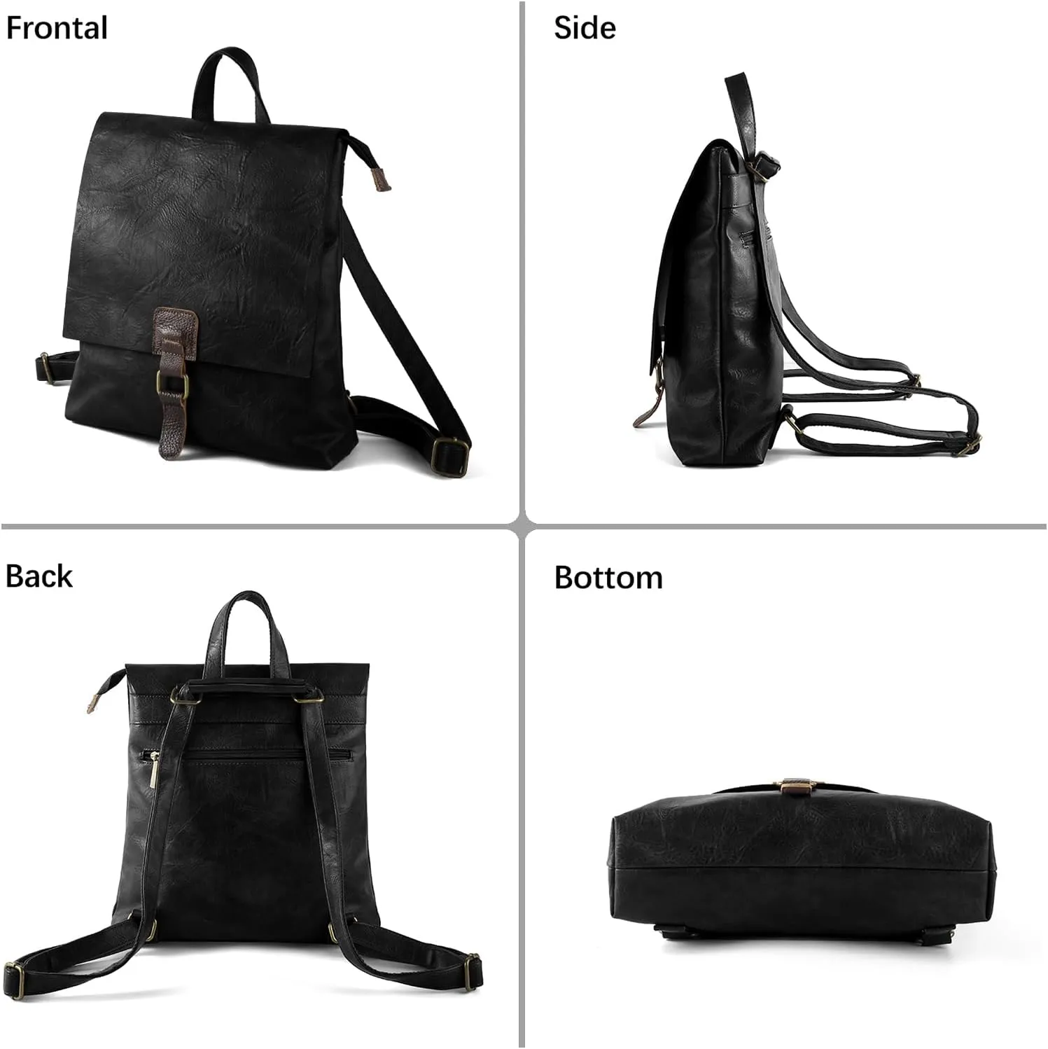 Women's Fashion Backpack Purse Multipurpose Design Convertible Satchel Handbags Shoulder Bag Travel bag (Black)