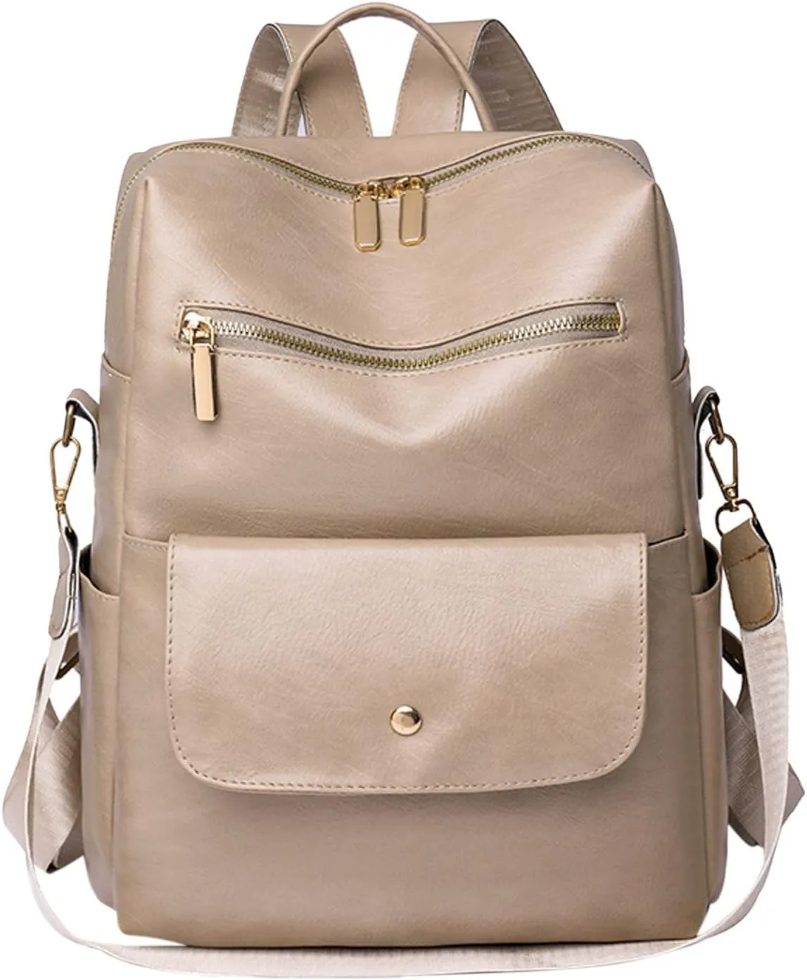 Women's Fashion Casual Backpack Adjustable Shoulder Belt Solid Color Messenger Bags Backpack on Wheels (White, One Size)