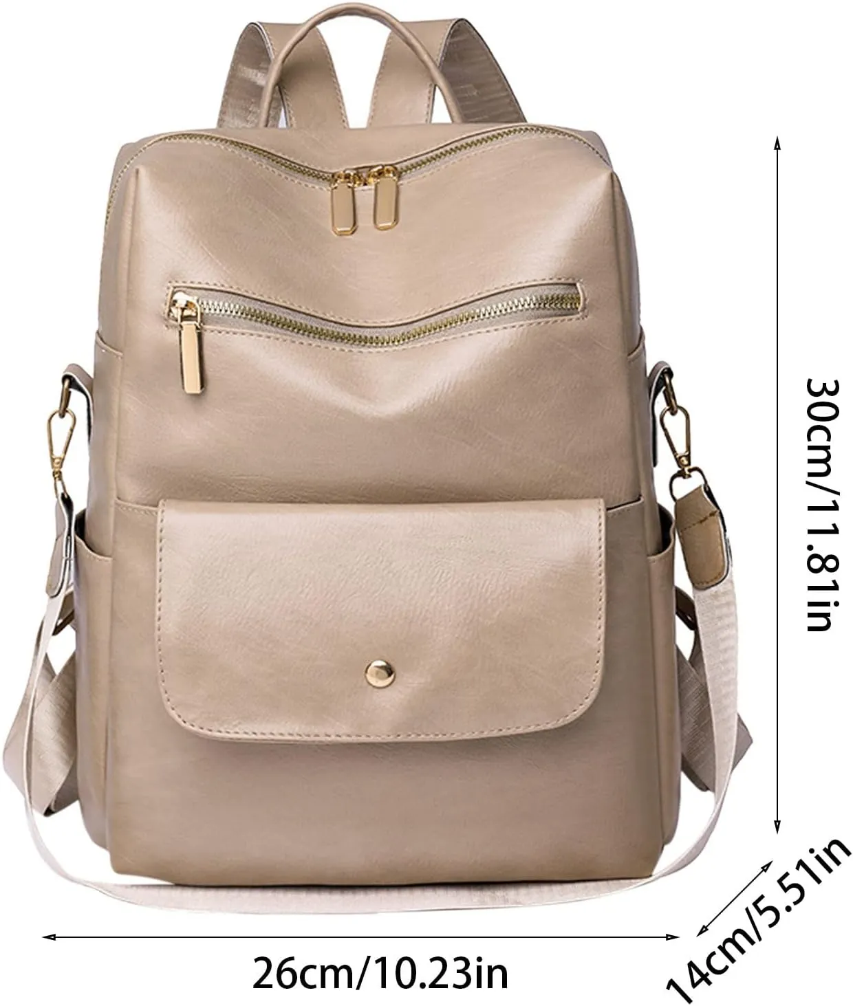 Women's Fashion Casual Backpack Adjustable Shoulder Belt Solid Color Messenger Bags Backpack on Wheels (White, One Size)