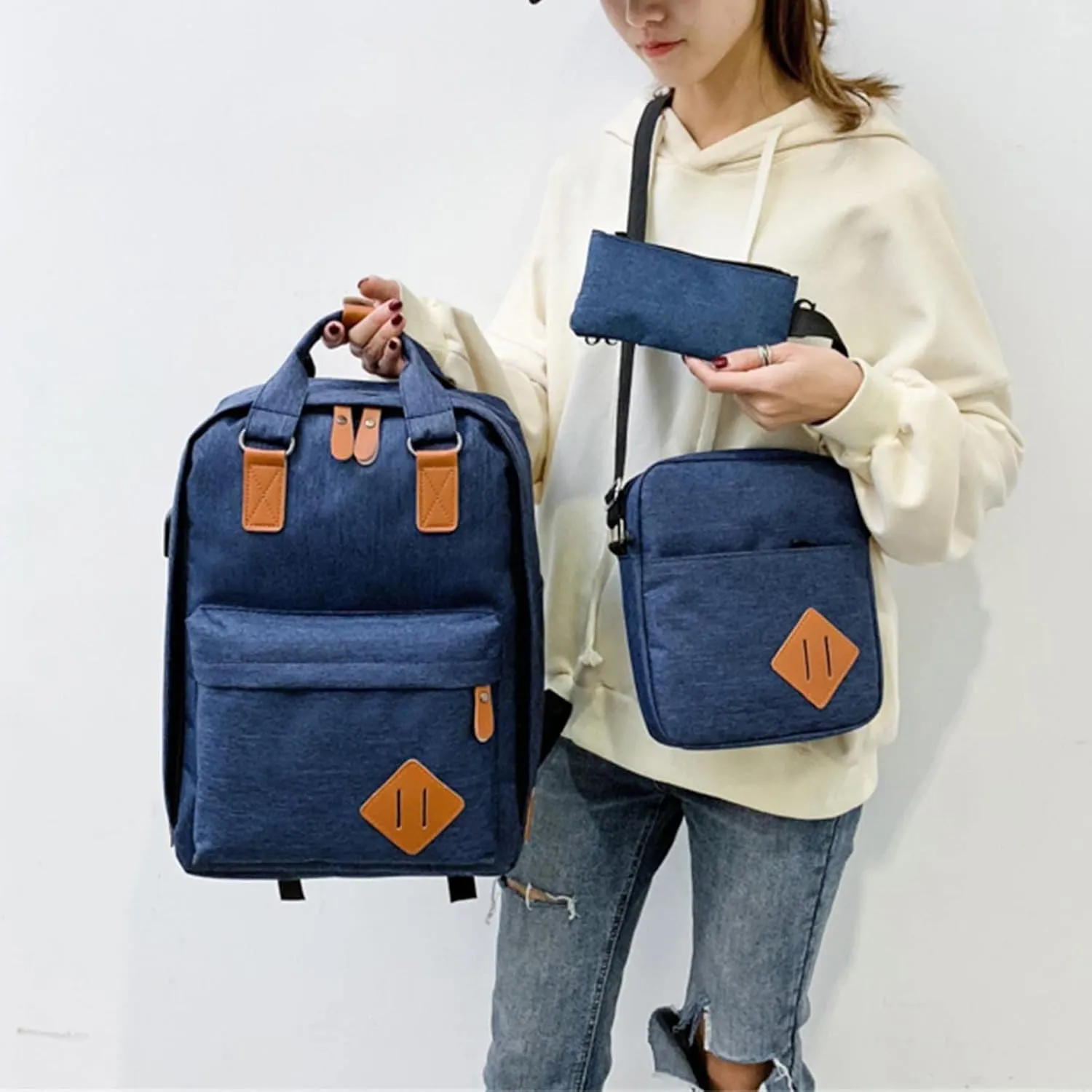 Women's Fashion Casual Shoulder Bag Transparent Practical Large Capacity Zipper Backpacks Womens Crossbody Bag(Black)