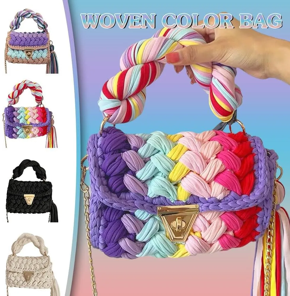 Women's Handwoven Tote Bags,Chunky Yarn Crochet Purse Crossbody Bags,Shoulder Bag Crochet Handbags Clutch Flap Bag