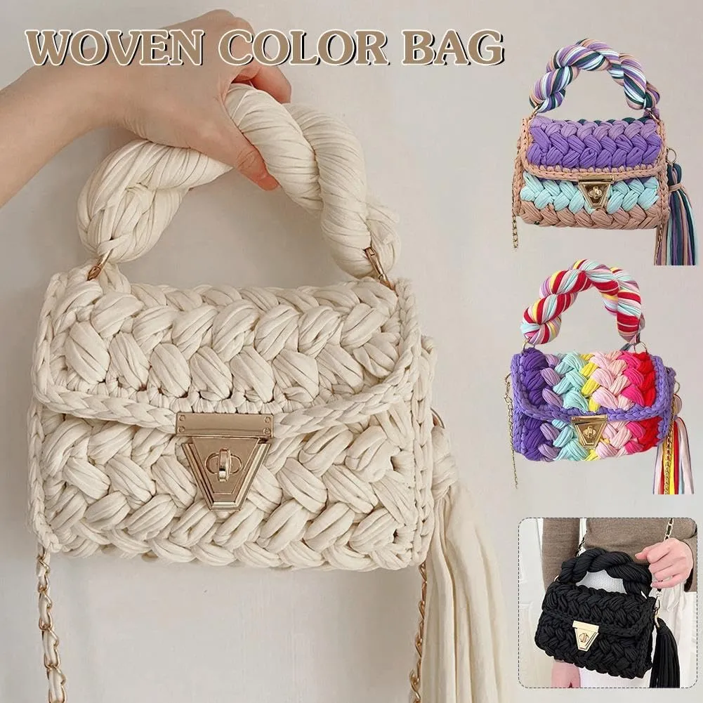 Women's Handwoven Tote Bags,Chunky Yarn Crochet Purse Crossbody Bags,Shoulder Bag Crochet Handbags Clutch Flap Bag