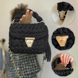 Women's Handwoven Tote Bags,Chunky Yarn Crochet Purse Crossbody Bags,Shoulder Bag Crochet Handbags Clutch Flap Bag
