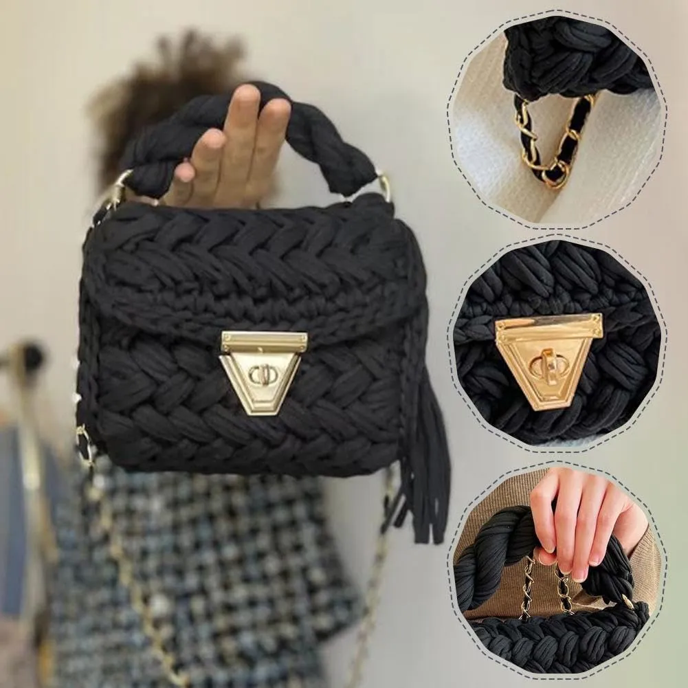 Women's Handwoven Tote Bags,Chunky Yarn Crochet Purse Crossbody Bags,Shoulder Bag Crochet Handbags Clutch Flap Bag