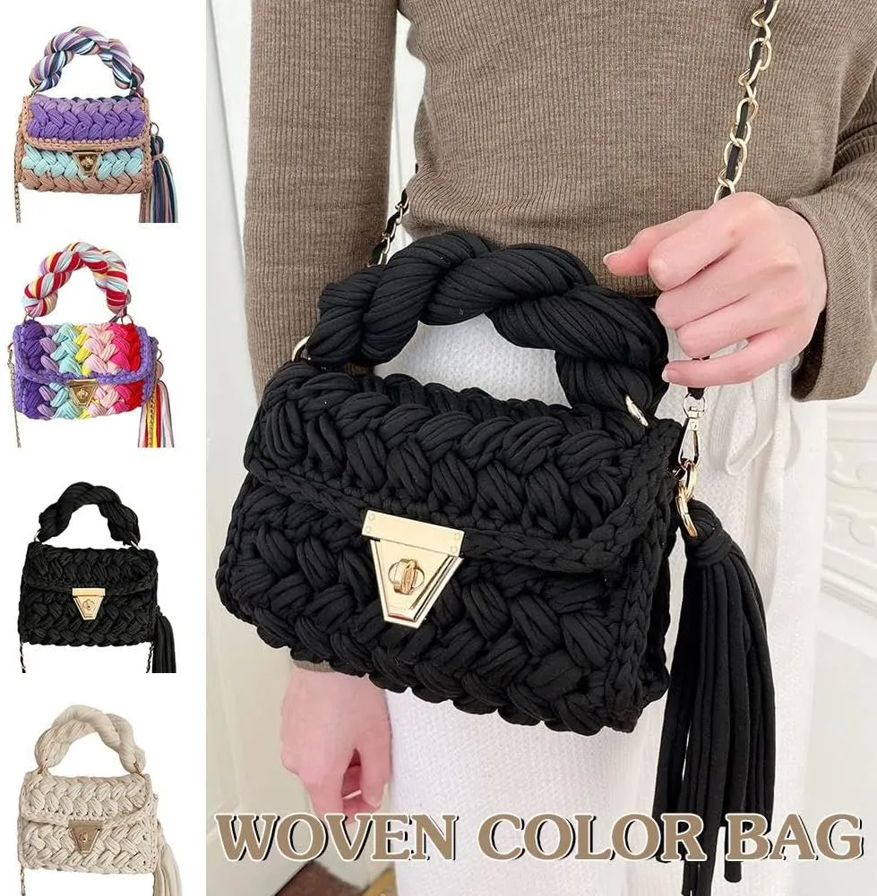 Women's Handwoven Tote Bags,Chunky Yarn Crochet Purse Crossbody Bags,Shoulder Bag Crochet Handbags Clutch Flap Bag